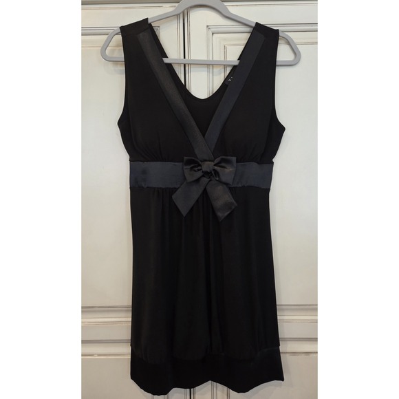 Vtg Taboo Black Party Dress Women's Med Lg Bow V Neck 90s Y2k - Picture 1 of 8